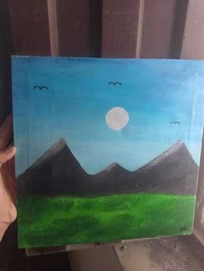 beautiful hand made mountain morning painting 