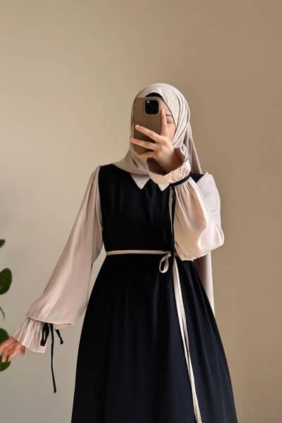 collar abaya with belt and matching stroller