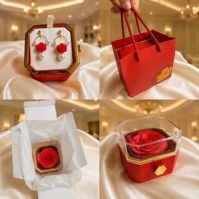Luxury Rotating Rose Gift Box with Matching Earrings same day delivery