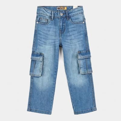 kids denim pant, baby cargo mid blue, ice blue and black color