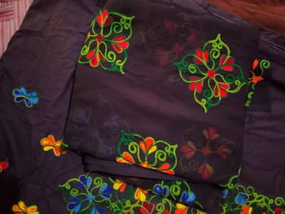 Black cotton with kadahi suit