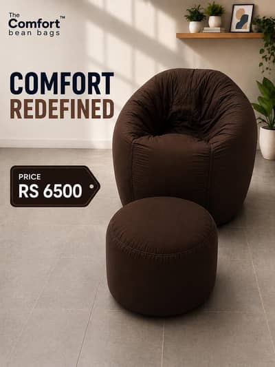 Puffy style plain bean bag with Footrest