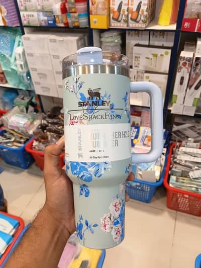 40oz Floral Printed Tumbler with Straw – Stainless Steel Insulated Wat