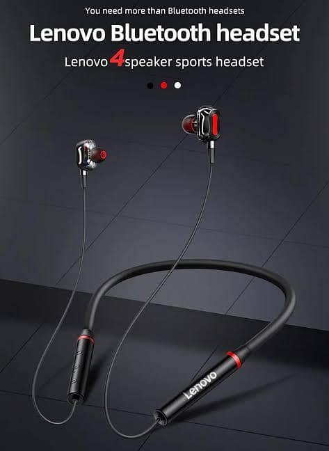 100% Original Lenovo HE05X Bluetooth 5.0 Earphones Wireless Neckband Headset, Magnetic, Waterproof IPX5, HiFi Sound, 8H Playtime, Sports Earbuds with Mic (Black) - Global Version