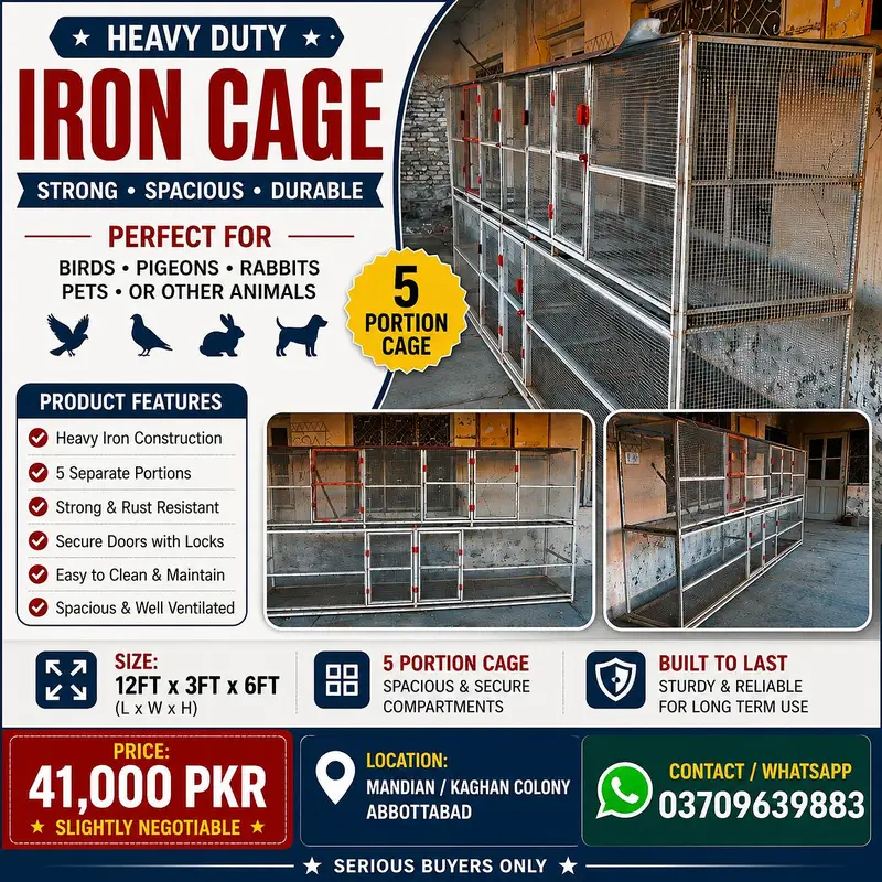Heavy-Duty 5-Portion Iron Cage — For Sale