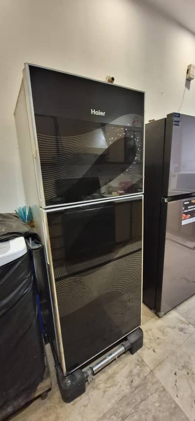 Haier glass door refrigerator like new