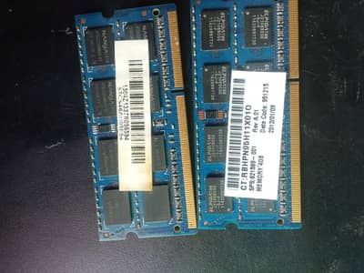 RAMS for Sale 4+4=8 GB  DDR3