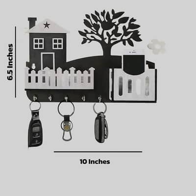 MDF Wooden Wall-Mounted Key & Remote Holder 