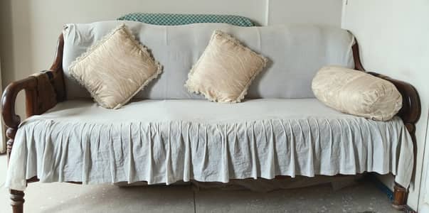 pure shisham wood 5 seater sofa set with tables
