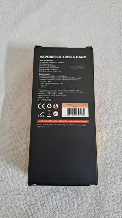 Vape (Vaporesso Xros 4 Nano) + 2 coils + 1 liquid + Box