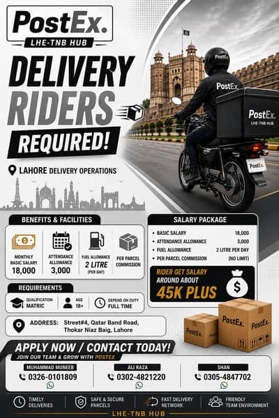 PostEx Hiring Delivery Couriers