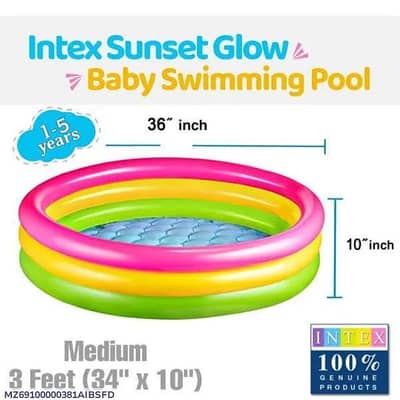 inteex 3 feet kids swimming pool pink green vinly