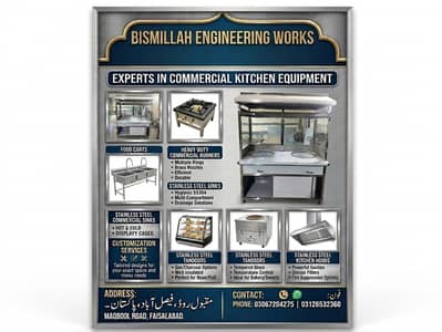 Commercial Stainless Steel Kitchen Equipment & Food Carts Available