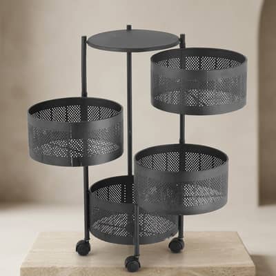 4-Tier Iron Fruit & Vegetable Rack with Wheels | Kitchen Storage