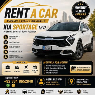 Rent a Car/KIA Sportage rent /Self Drive KIA Sportage/Monthly Rent