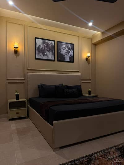 Daily weekly monthly basice flat apartment house portion available for rent full furnished apartment all facilities available for more information contact me 0314 5326 292