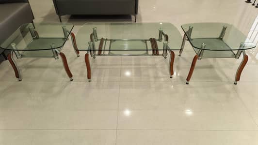 3-Piece Glass Top Center Table Set