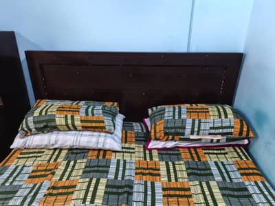 Bed with Mattress, 3 door Wardrobe and Work Table