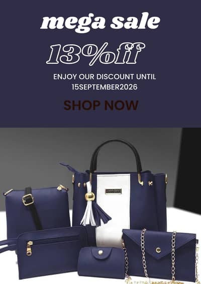 Women PU Leather 5-Piece Bag Set blue Color