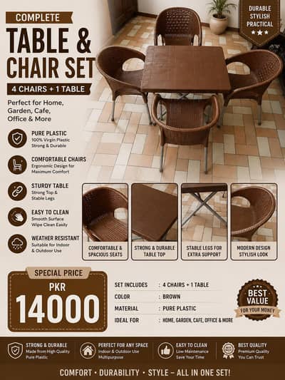 4 chairs and 1 table set o3314950756