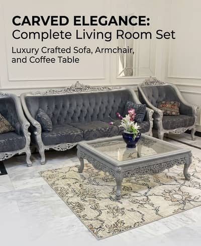 Premium Chinioti Sofa Set | Complete Set with Center Table | 145000