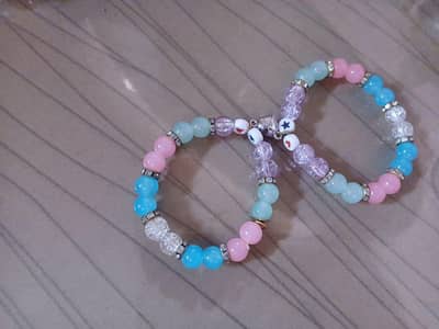 Pastel Pink & Blue Charm Bracelet Set 