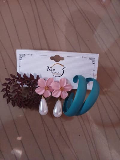 Pink Flower Pearl Drop Earrings 