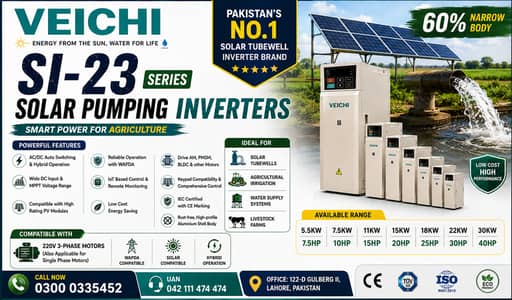 VEICHI SI-23 Solar Pump Inverter | 7.5HP–40HP |Tubewell & Agriculture