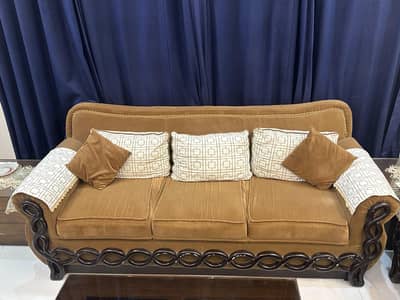 Seven seater sofa set With wood work | 7 seater