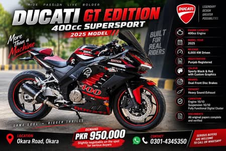 Ducati Replica Gt Edition -400 cc-Duall celendar  mint condition