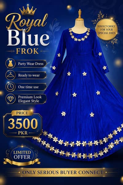 royal bule  mirror work frok