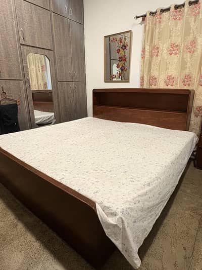 Solid Wood King/Double Bed Headboard Storage & Matching Side Table
