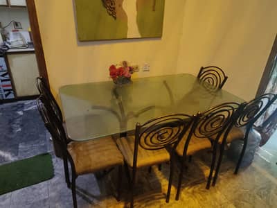 6 seater iron dining table