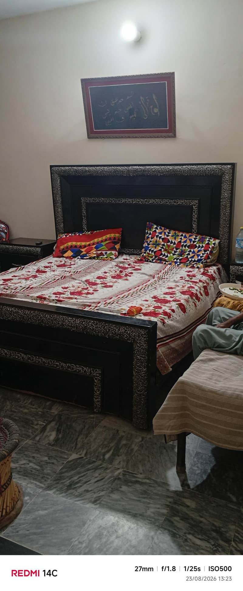 king size bed with 2 side table iron table with dressing table 0