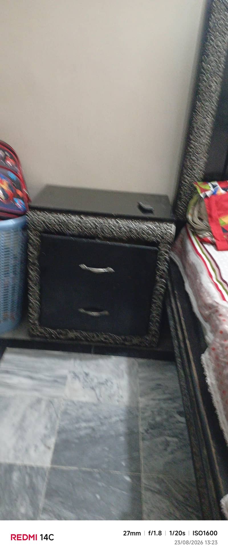 king size bed with 2 side table iron table with dressing table 2