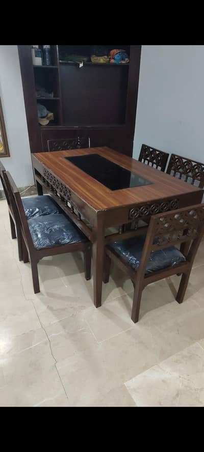 Handmade Wooden 6-Seater Dining Table Set