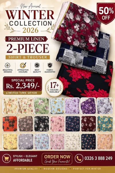  50% OFF | Premium Linen 2-Piece – Rs. 2,349 Only!