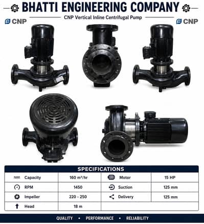 CNP 15 HP Vertical Inline Centrifugal Pump | 160 m³/hr Flow | Heavy Du