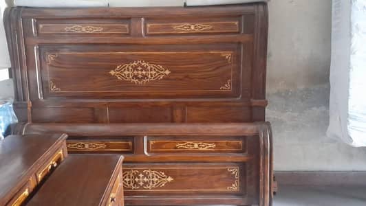 King Size Wooden Double Bed + Dressing Table for Sale