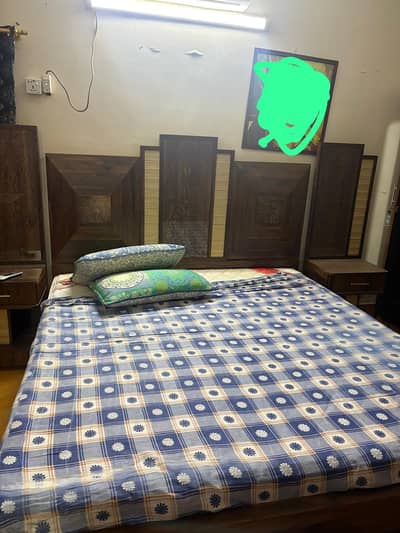 Bedroom Set, Bed, Mattress, Cupboard,  Dressing Table