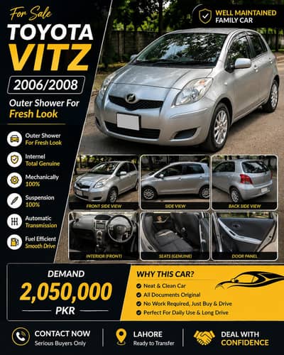 Toyota Vitz 2006/2008 Automatic | Genuine Interior | Good Condition