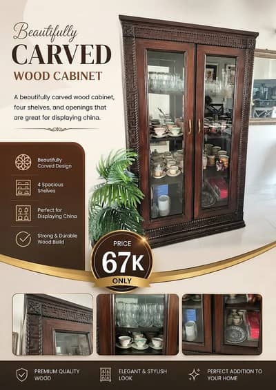 Beautifully Carved Wooden China Cabinet