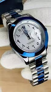 Rolex watch for men in blue and silver combination