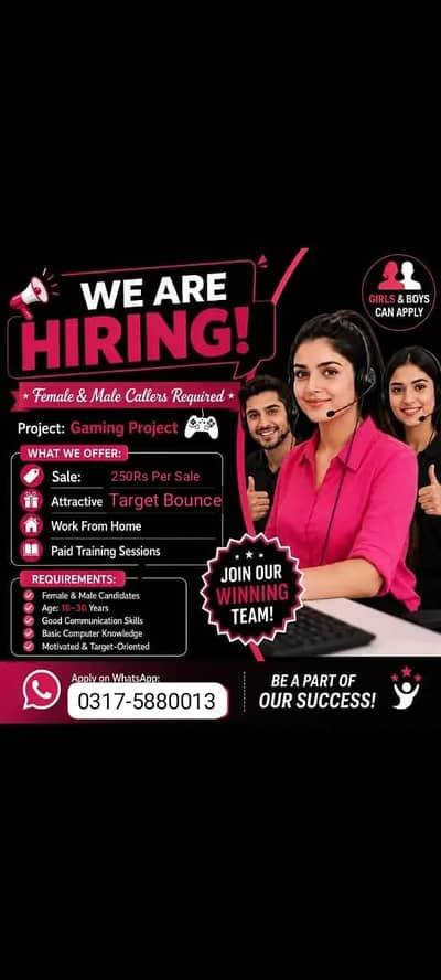 We're Hiring – Gaming Promotion Team Looking for motivated and serious