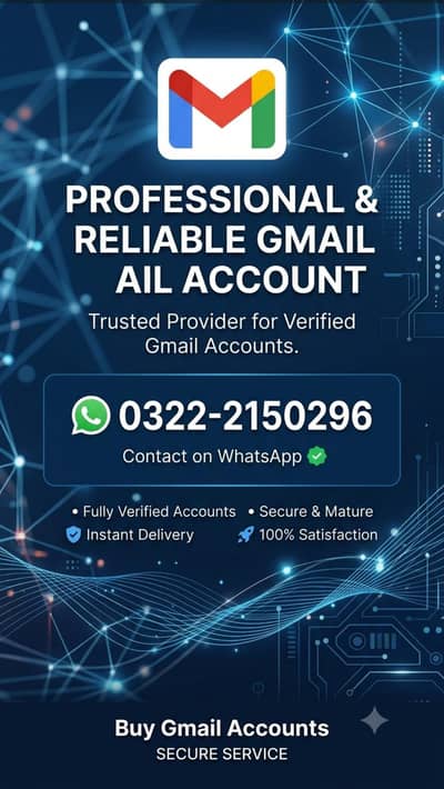 Professional & Reliable Gmail Accounts | Verified & Secure