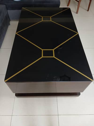 Big Size Brown Center Table | Glass Top | Two drawers