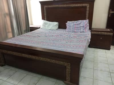king size bed with side tables and dressing. Mattress not available