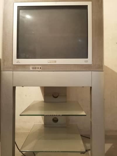 Philips TV in mint condition with glass trolley