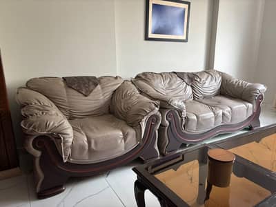 6 seater used leather sofa for urgent sale
