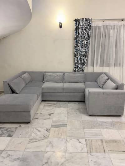 L shape jamboo size Sofa set urgent sale.